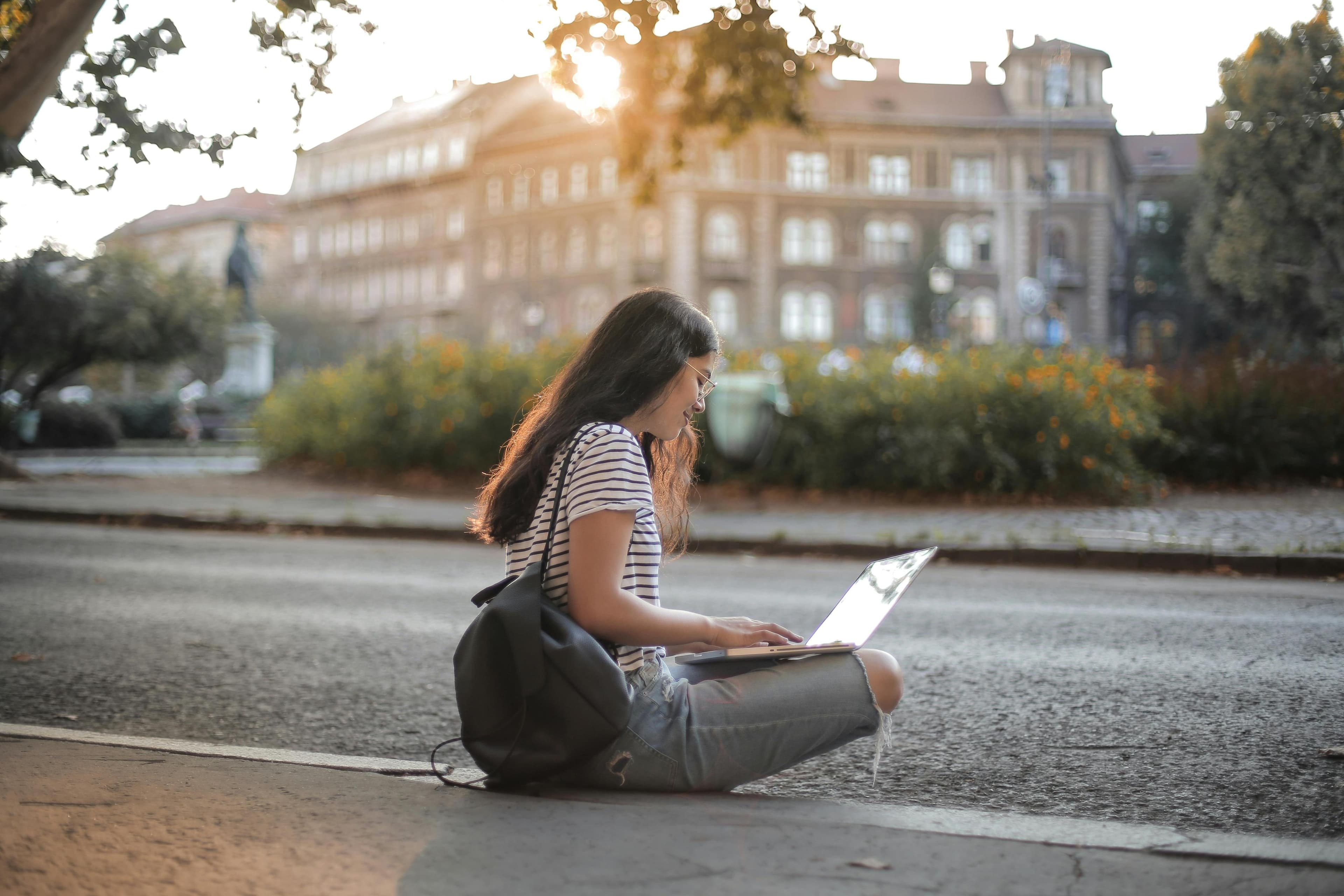 Student finding a plan on a tablet